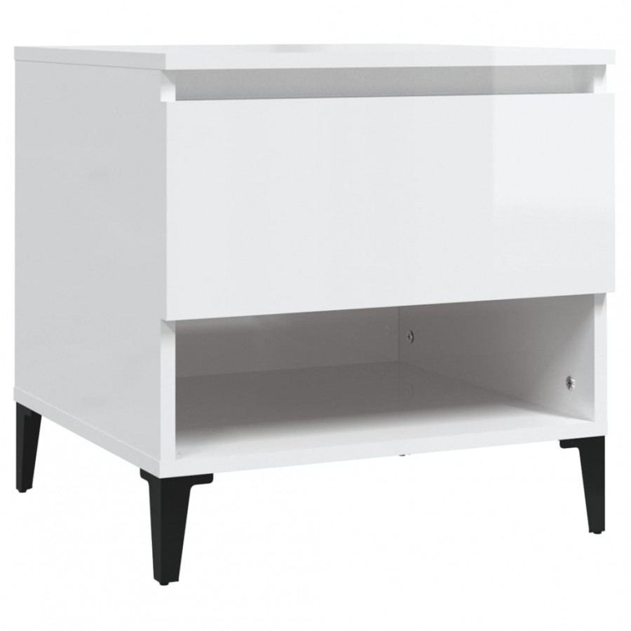 Table d'appoint Blanc brillant 50x46x50 cm