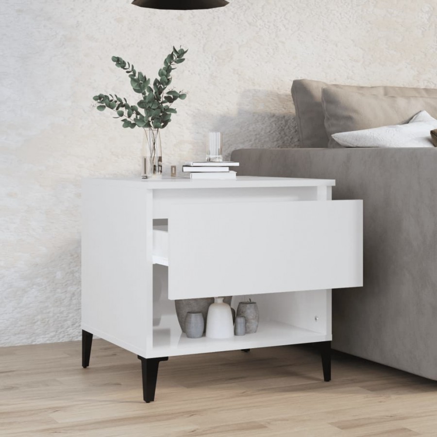 Table d'appoint Blanc brillant 50x46x50 cm