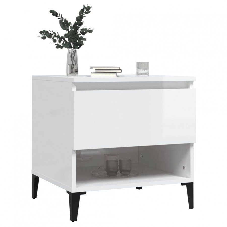 Table d'appoint Blanc brillant 50x46x50 cm