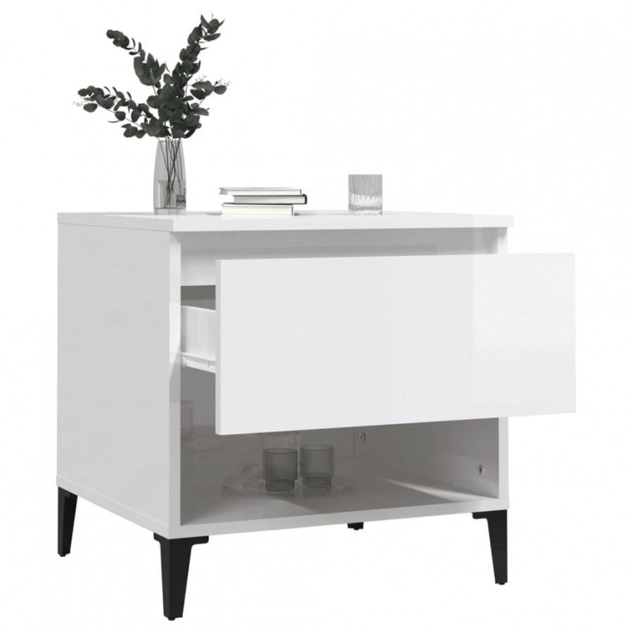 Table d'appoint Blanc brillant 50x46x50 cm
