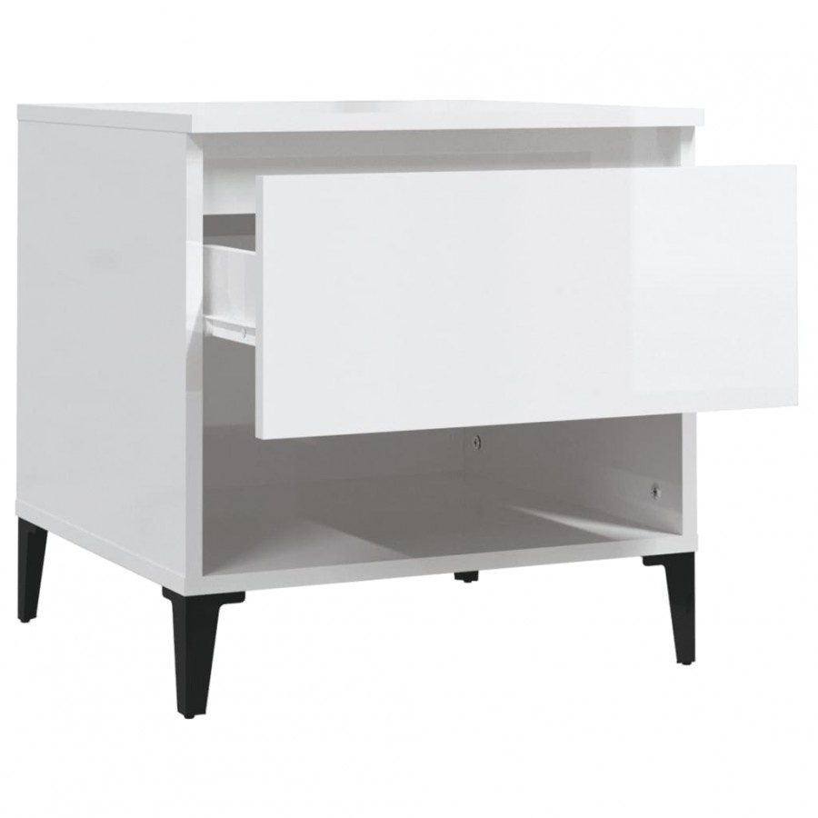 Table d'appoint Blanc brillant 50x46x50 cm