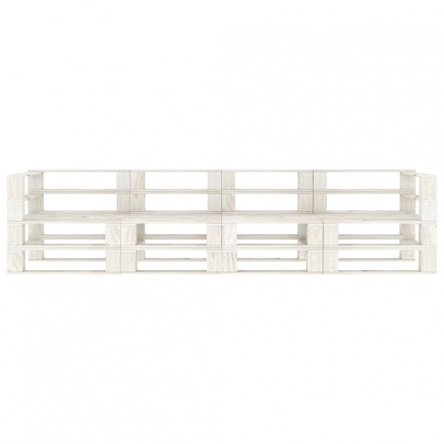Canapé palette à 4 places de jardin Blanc Bois