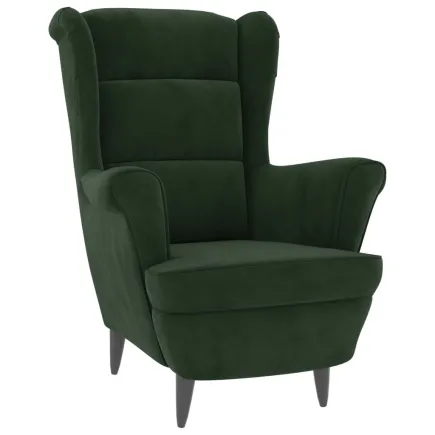 Fauteuil vert foncé velours 2