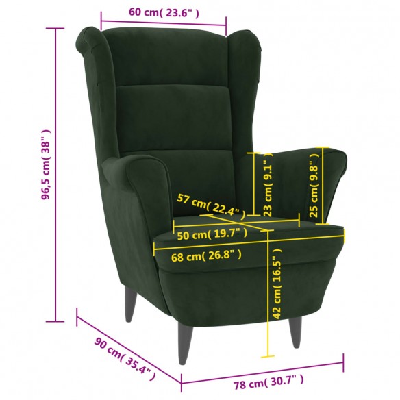 Fauteuil vert foncé velours Fauteuil vert foncé velours
