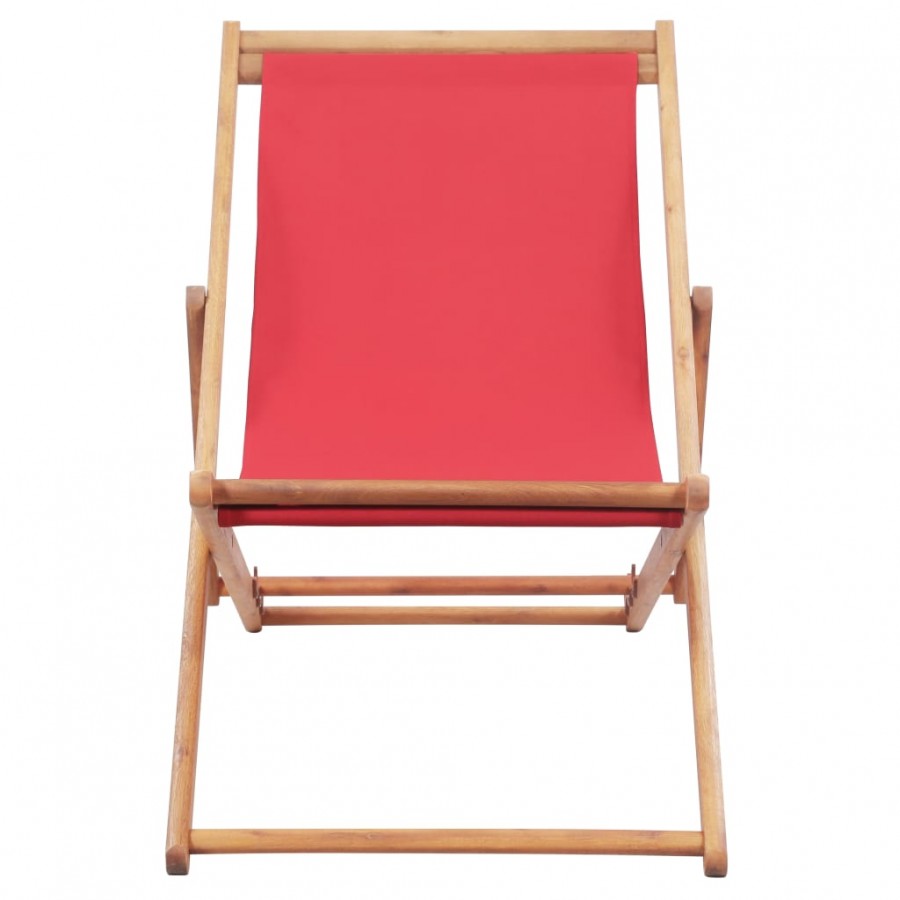 Chaise pliable de plage Tissu et cadre en bois Rouge