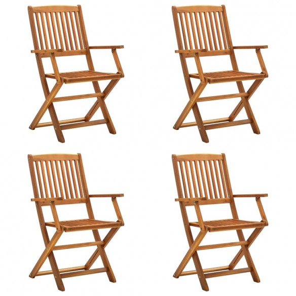 Chaises pliables d'extérieur 4 pcs Bois d'acacia solide