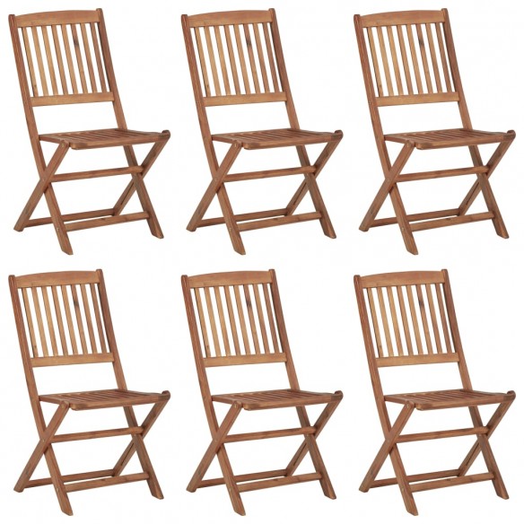 Chaises pliables d'extérieur 6 pcs Bois d'acacia solide