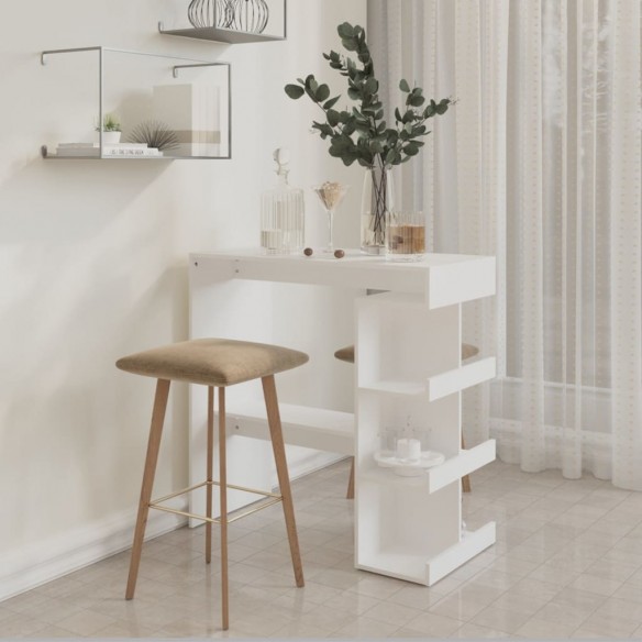 Table de bar étagère de rangement Blanc 100x50x101,5 cm Table de bar étagère de rangement Blanc 100x50x101,5 cm