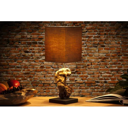 Lampe de 15cm en bois flotté et lin marron