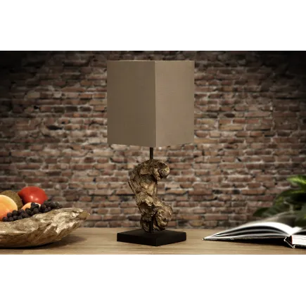 Lampe de 15cm en bois flotté et lin marron 2