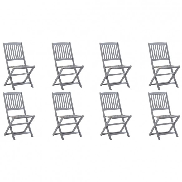 Chaises pliables d'extérieur 8 pcs Bois d'acacia solide