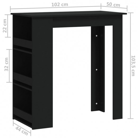 Table de bar avec rangement Noir 102x50x103,5 cm Aggloméré Table de bar avec rangement Noir 102x50x103,5 cm Aggloméré