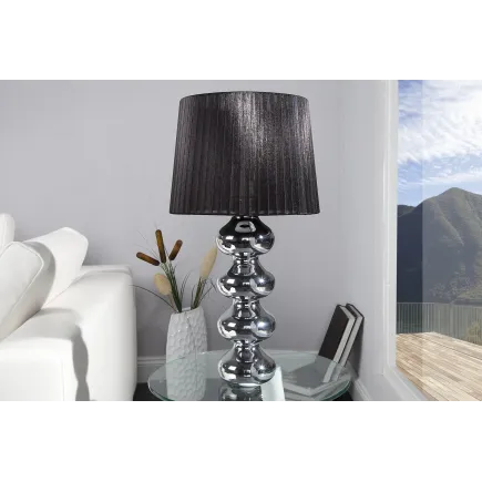 Lampe en acier chromé de 70 cm avec abat-jour noir