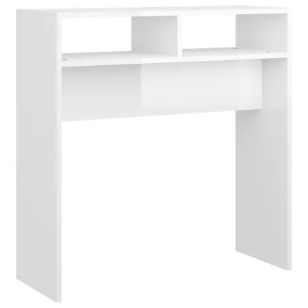 Table console Blanc brillant 78x30x80 cm Aggloméré 2