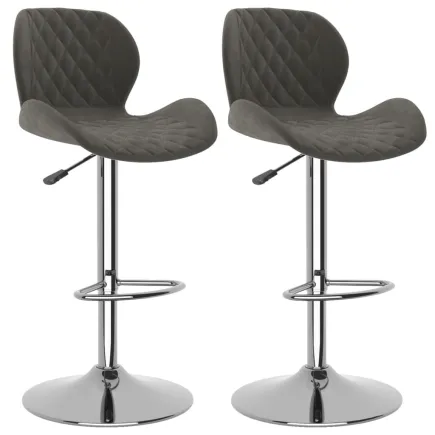 Tabourets de bar lot de 2 gris foncé velours 2