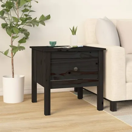 Table d'appoint Noir 50x50x49 cm Bois massif de pin