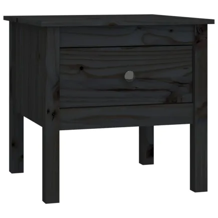 Table d'appoint Noir 50x50x49 cm Bois massif de pin 2