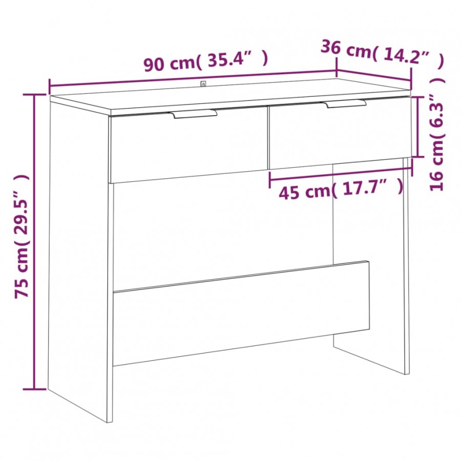 Table console Chêne sonoma 90x36x75 cm