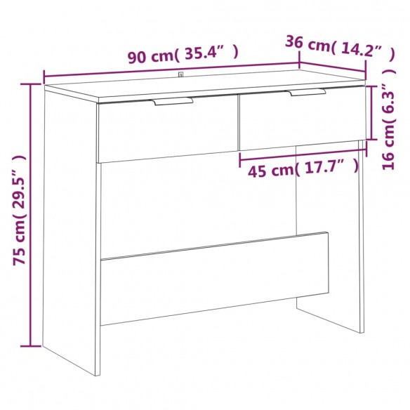 Table console Chêne sonoma 90x36x75 cm  Table console Chêne sonoma 90x36x75 cm