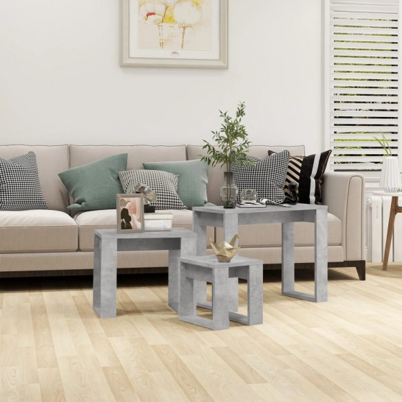 Tables gigognes 3 pcs Gris béton 