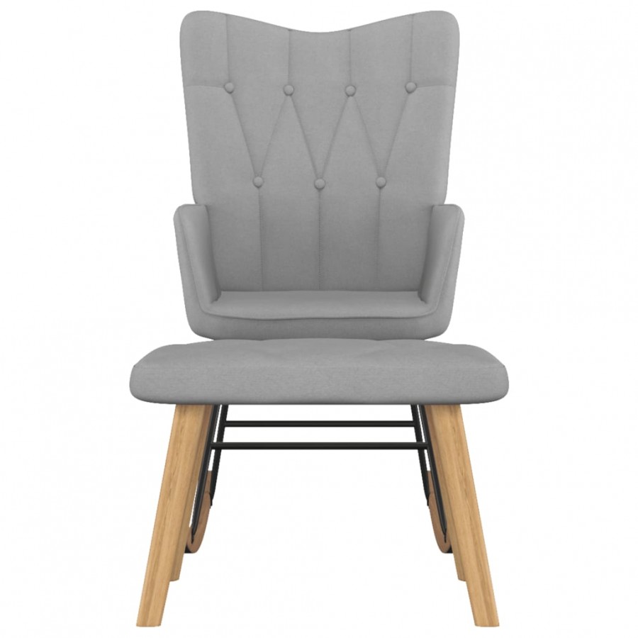 Chaise à bascule avec tabouret Gris clair Tissu