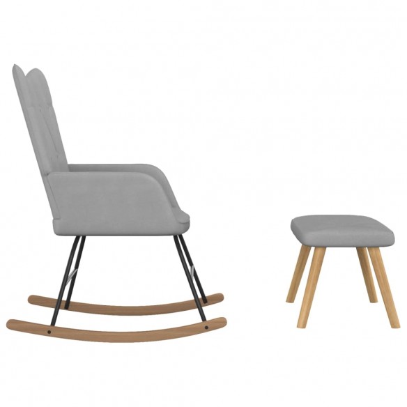 Chaise à bascule avec tabouret Gris clair Tissu Chaise à bascule avec tabouret Gris clair Tissu