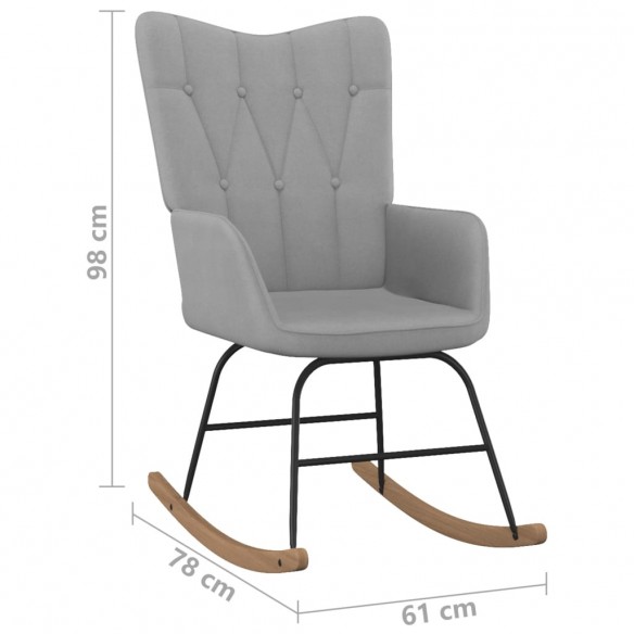 Chaise à bascule avec tabouret Gris clair Tissu