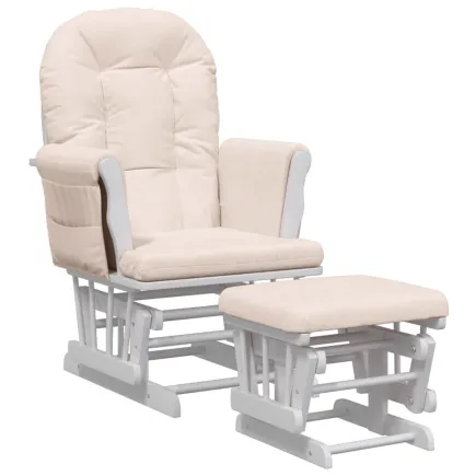 Chaise berçante avec repose-pied Rose clair Tissu 2