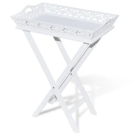 Table d'appoint avec plateau Blanc 2