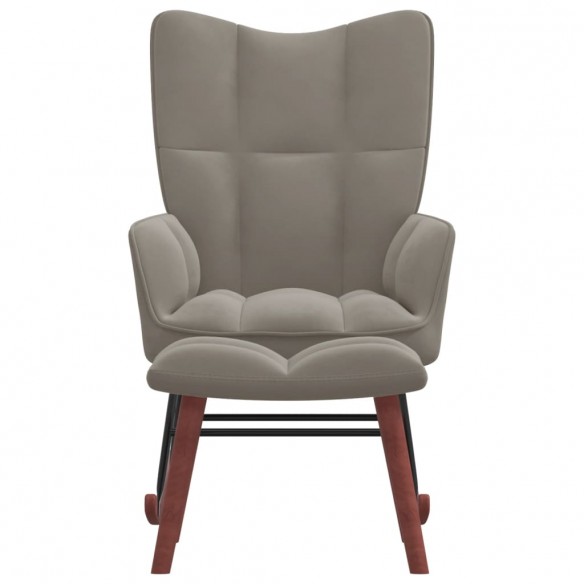 Chaise à bascule avec repose-pied Gris clair Velours Chaise à bascule avec repose-pied Gris clair Velours