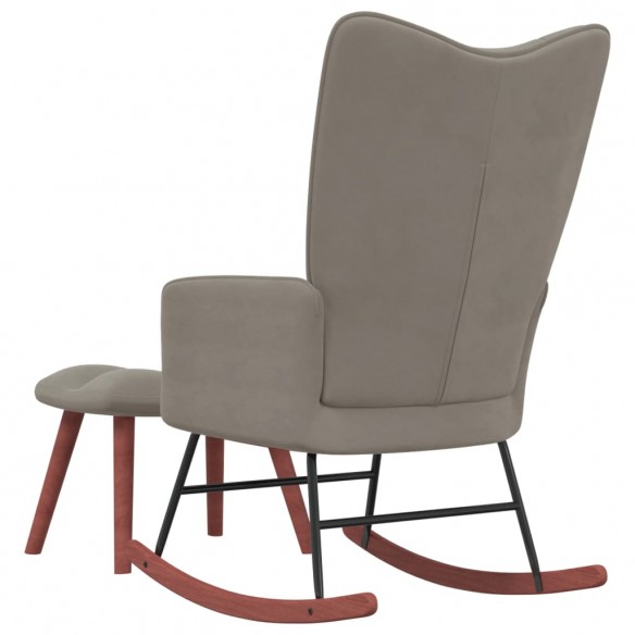 Chaise à bascule avec repose-pied Gris clair Velours Chaise à bascule avec repose-pied Gris clair Velours
