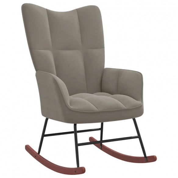 Chaise à bascule avec repose-pied Gris clair Velours Chaise à bascule avec repose-pied Gris clair Velours