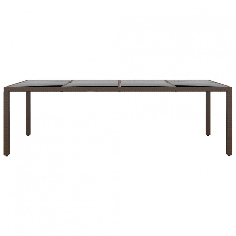 Table de jardin avec dessus en verre marron résine tressée