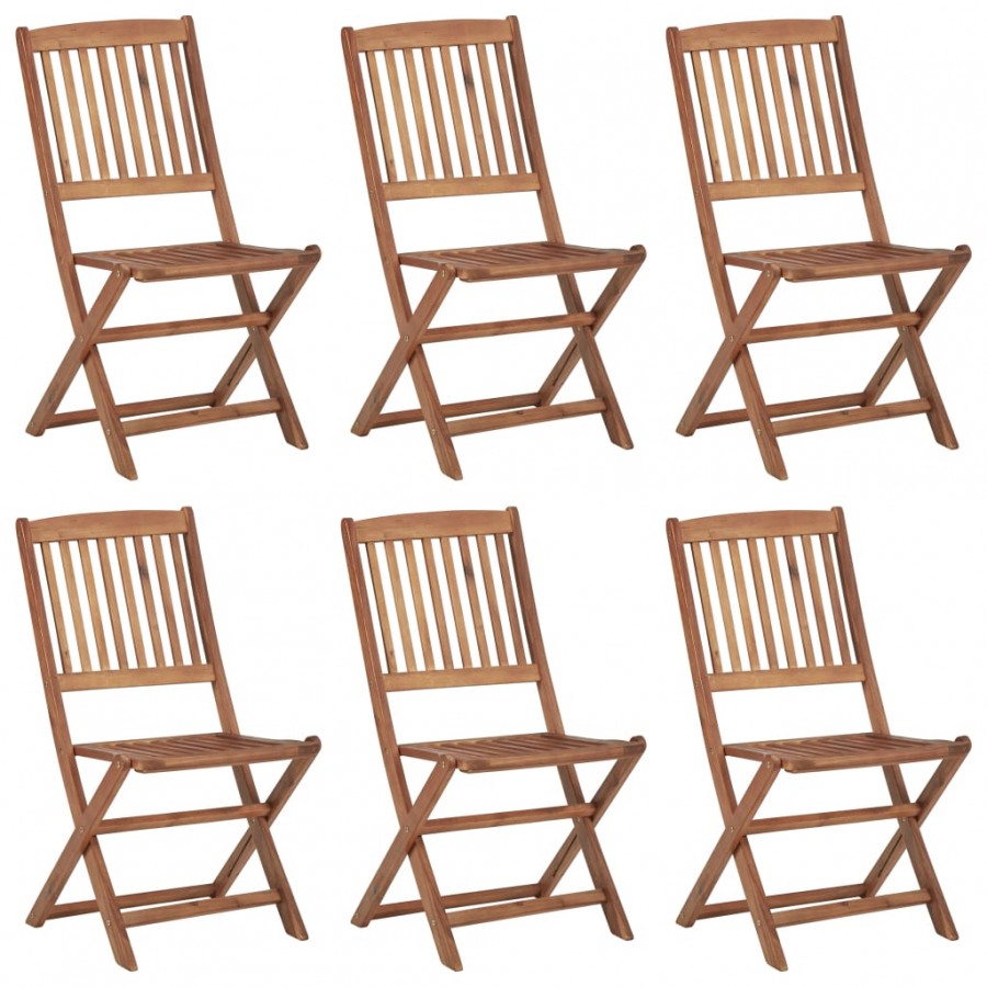 Chaises pliables de jardin 6 pcs avec coussins Bois d'acacia