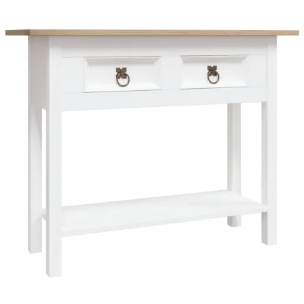 Table console Gamme Corona Pin mexicain Blanc 90x34,5x73 cm 2