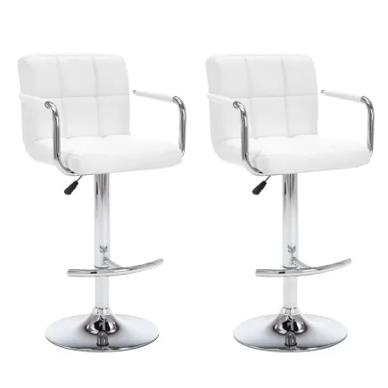 Tabourets de bar lot de 2 blanc similicuir 2