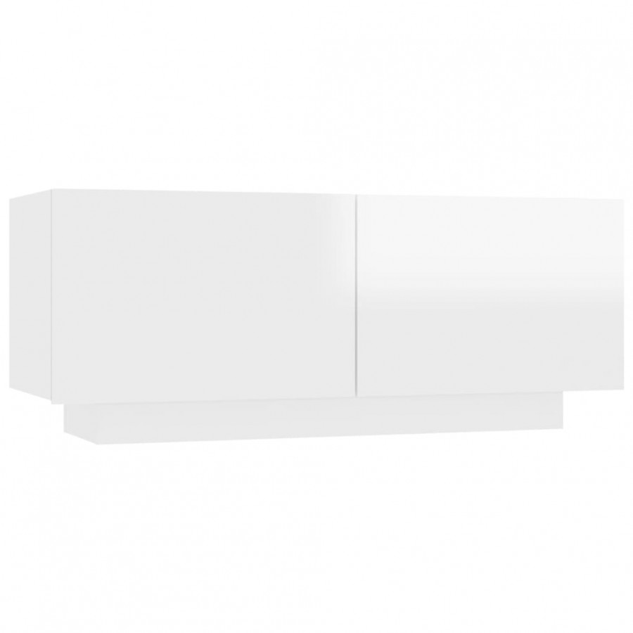Meuble TV Blanc brillant 100x35x40 cm Aggloméré