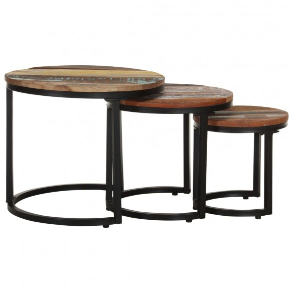 Tables d'appoint 3 pcs Bois de récupération massif Tables d'appoint 3 pcs Bois de récupération massif