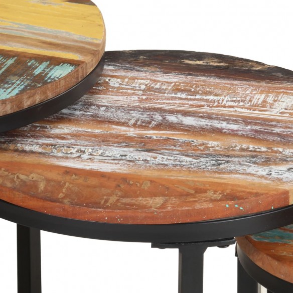 Tables d'appoint 3 pcs Bois de récupération massif Tables d'appoint 3 pcs Bois de récupération massif