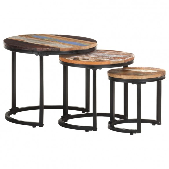 Tables d'appoint 3 pcs Bois de récupération massif Tables d'appoint 3 pcs Bois de récupération massif