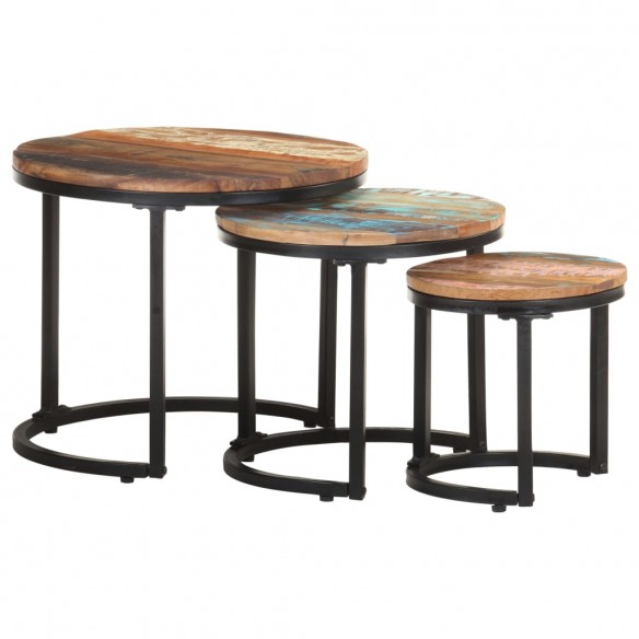 Tables d'appoint 3 pcs Bois de récupération massif Tables d'appoint 3 pcs Bois de récupération massif