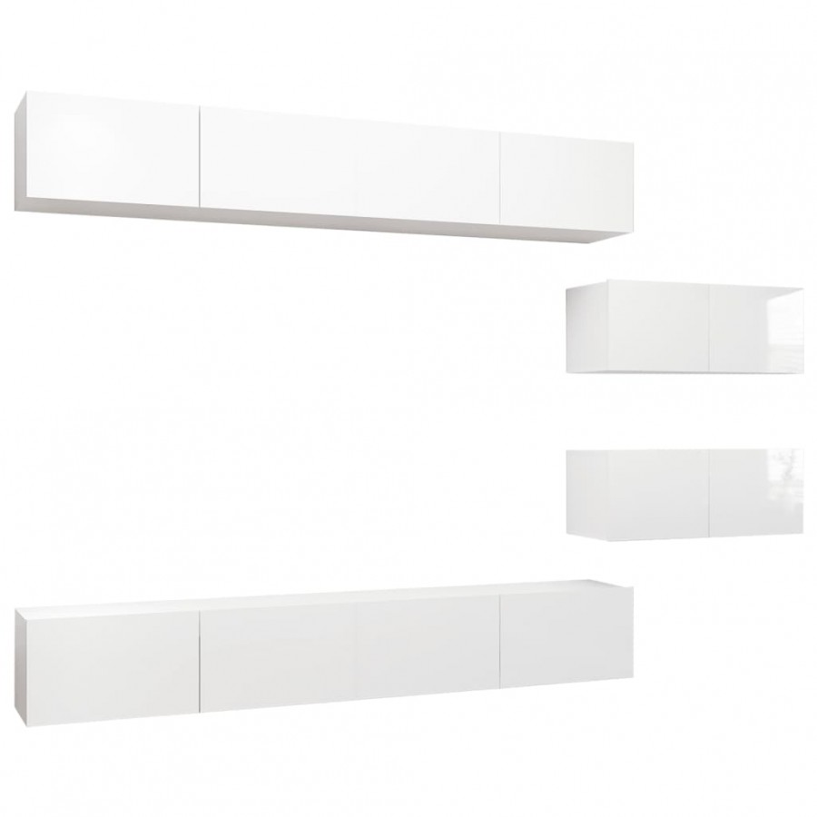 Ensemble de meuble TV 6 pcs Blanc brillant Aggloméré