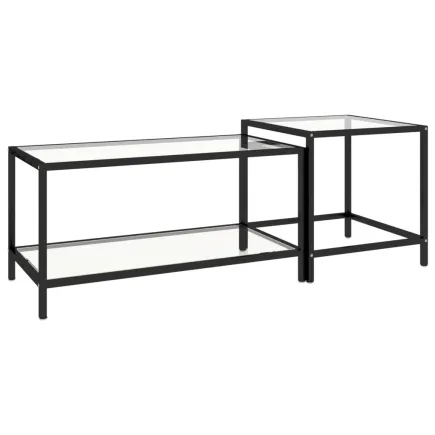Tables à thé 2 pcs Verre trempé Transparent 2