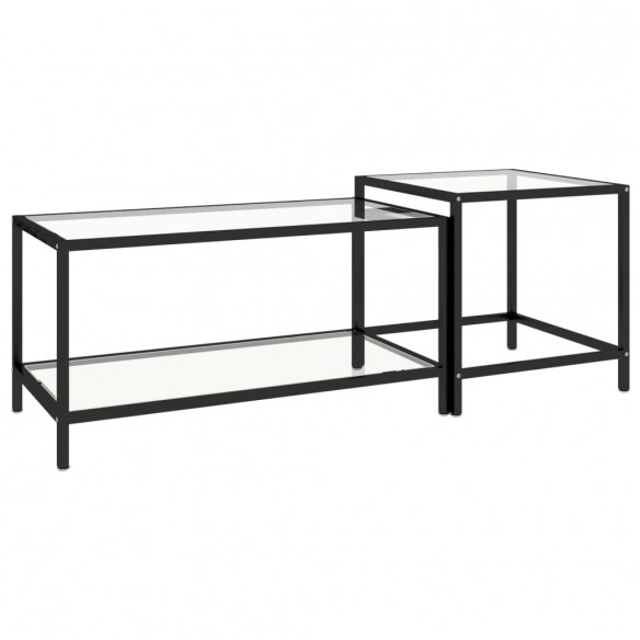 Tables à thé 2 pcs Verre trempé Transparent Tables à thé 2 pcs Verre trempé Transparent