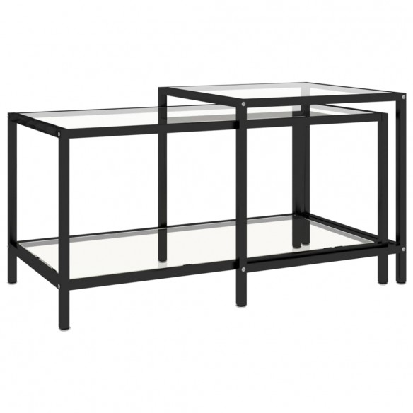 Tables à thé 2 pcs Verre trempé Transparent Tables à thé 2 pcs Verre trempé Transparent