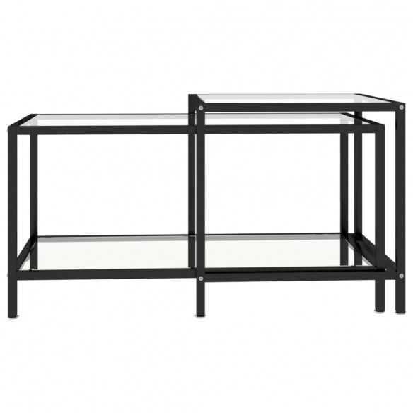 Tables à thé 2 pcs Verre trempé Transparent Tables à thé 2 pcs Verre trempé Transparent