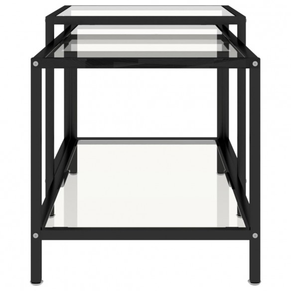 Tables à thé 2 pcs Verre trempé Transparent Tables à thé 2 pcs Verre trempé Transparent