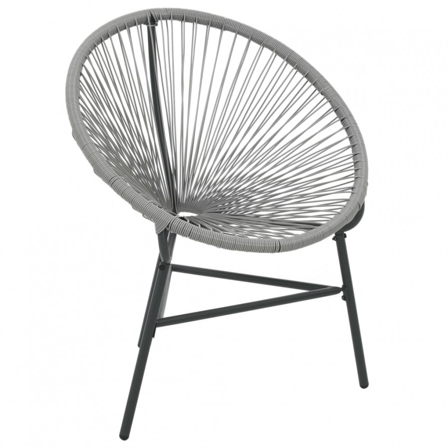 Chaise de jardin sous forme de lune Résine tressée Gris