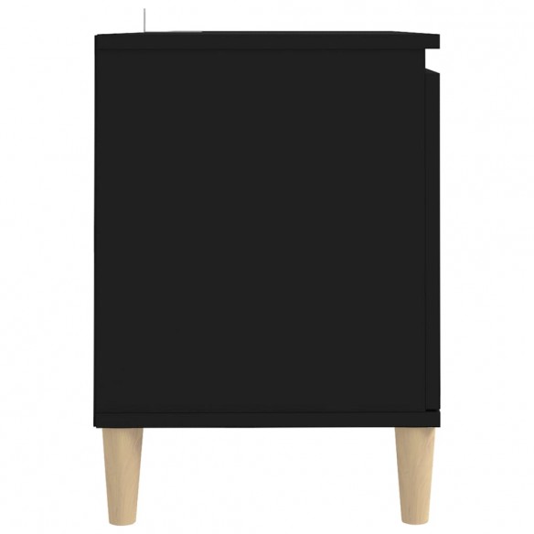 Meuble TV avec pieds en bois massif Noir 103,5x35x50 cm