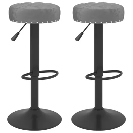 Tabourets de bar lot de 2 gris foncé velours 2